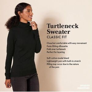Amazon Essentials Women's Black Turtleneck Sweater